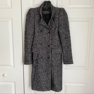 Zara Black & White Speckled Topcoat in XS